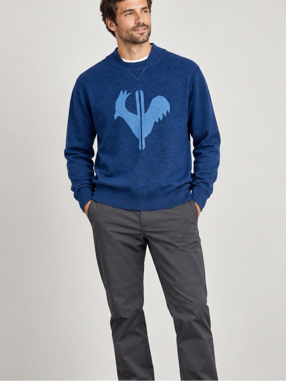 Rossignol Classic Merino Wool Crewneck Sweater Men's 2XL Blue